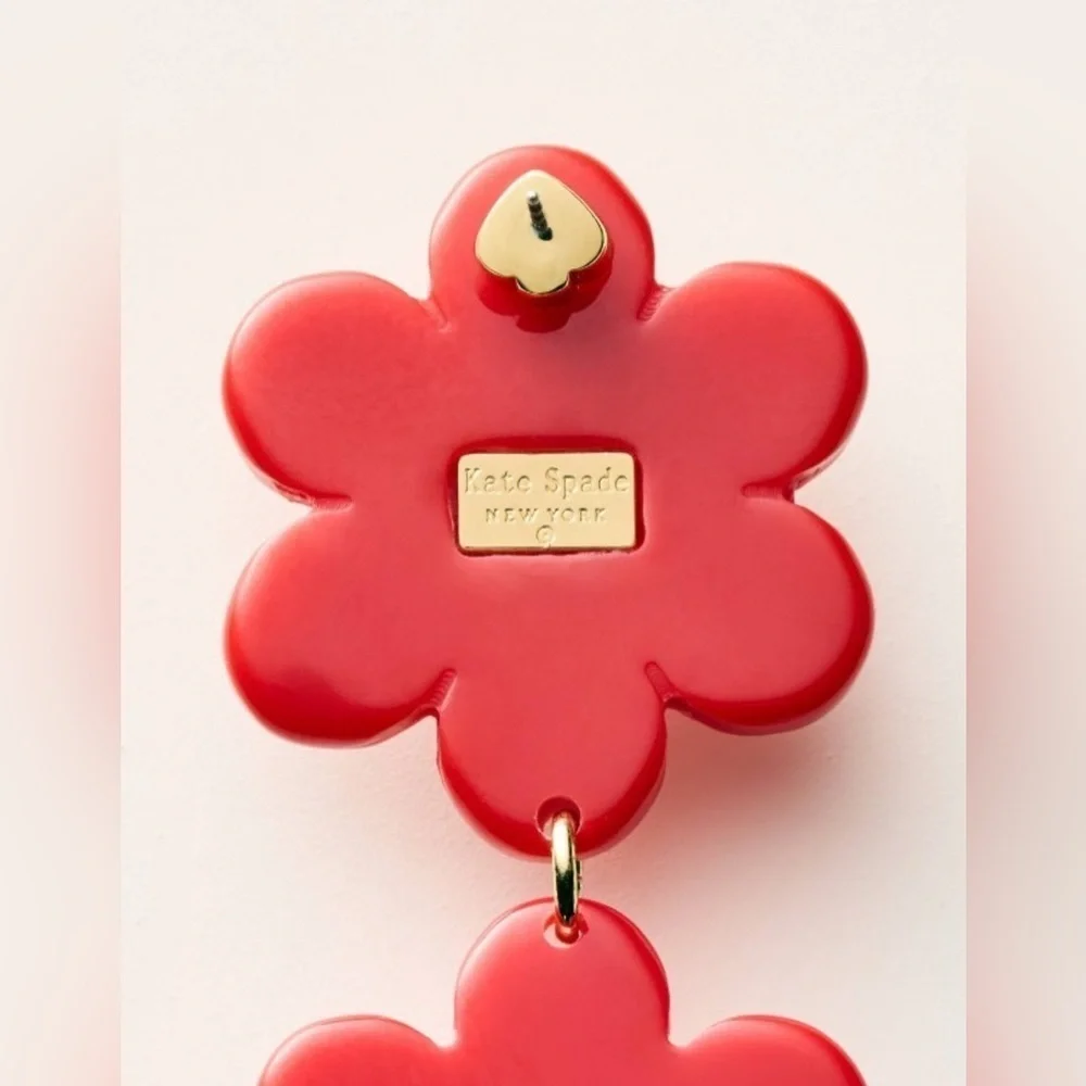 Kate Spade x Target Floral Linear Red Earrings • NIB